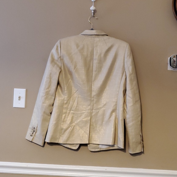 J.Crew Regent Metallic Gold Linen Blend Blazer Sport Coat Size 6 - Picture 5 of 11